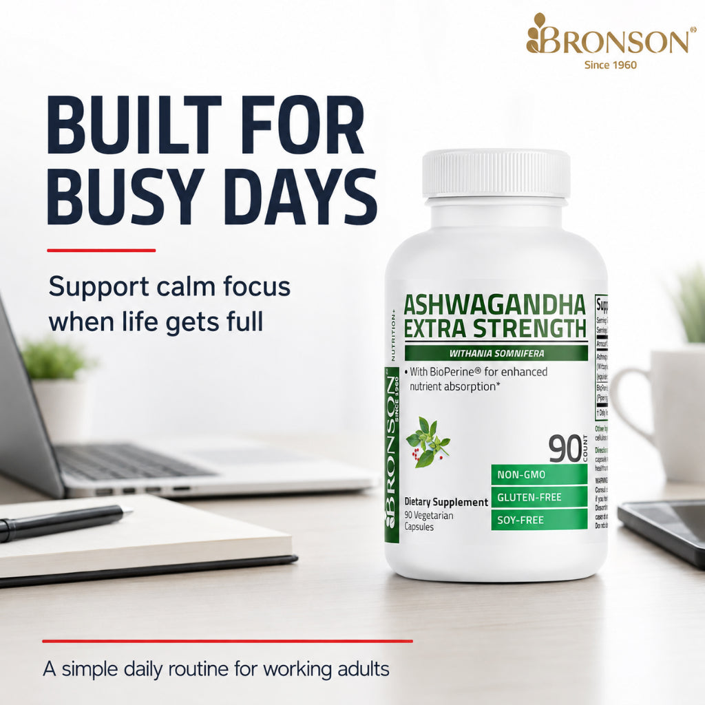 Bronson, Ashwagandha Extra Strength 90/120 Capsules Calm, 90cap