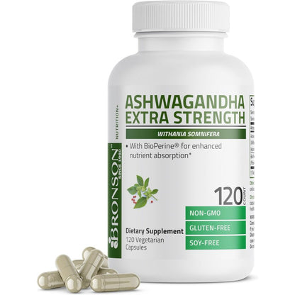Bronson, Ashwagandha Extra Strength 90/120 Capsules Calm, 90cap