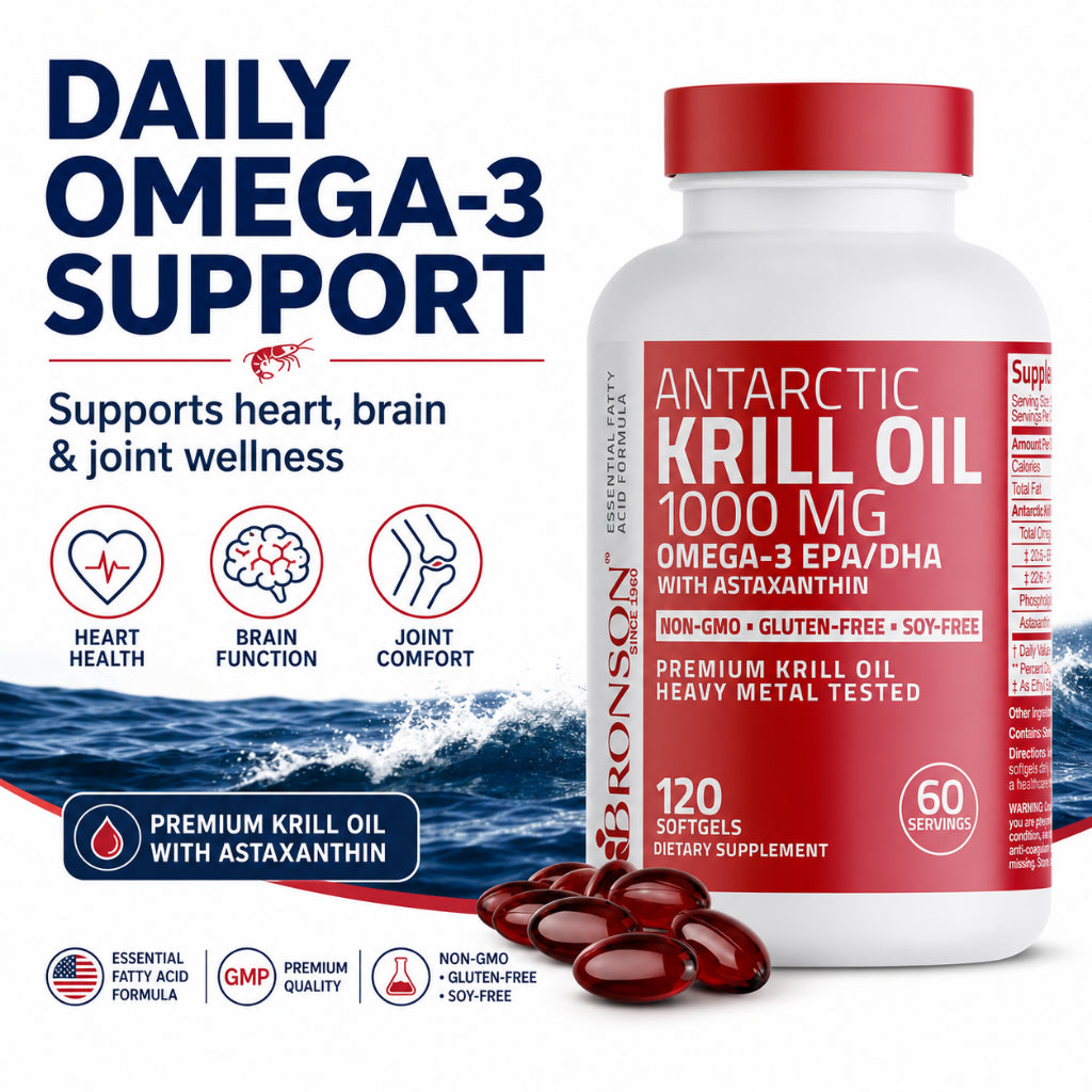 Bronson, Antarctic Krill Oil Omega-3 EPA DHA, 1000mg