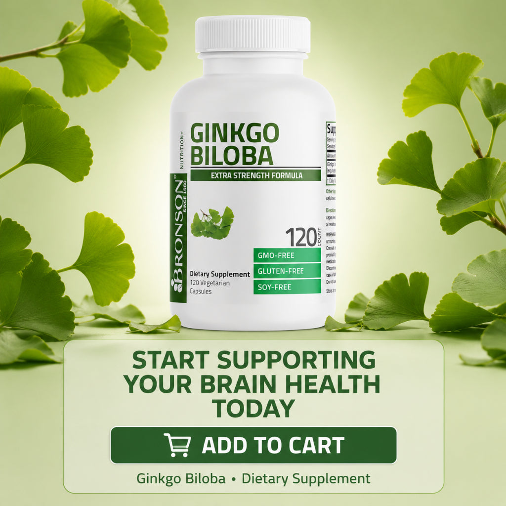 Bronson, Ginkgo Biloba Extra Strength Supports Brain, 250cap