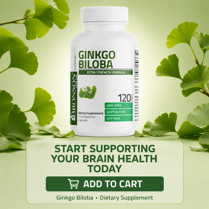 Bronson, Ginkgo Biloba Extra Strength Supports Brain, 250cap