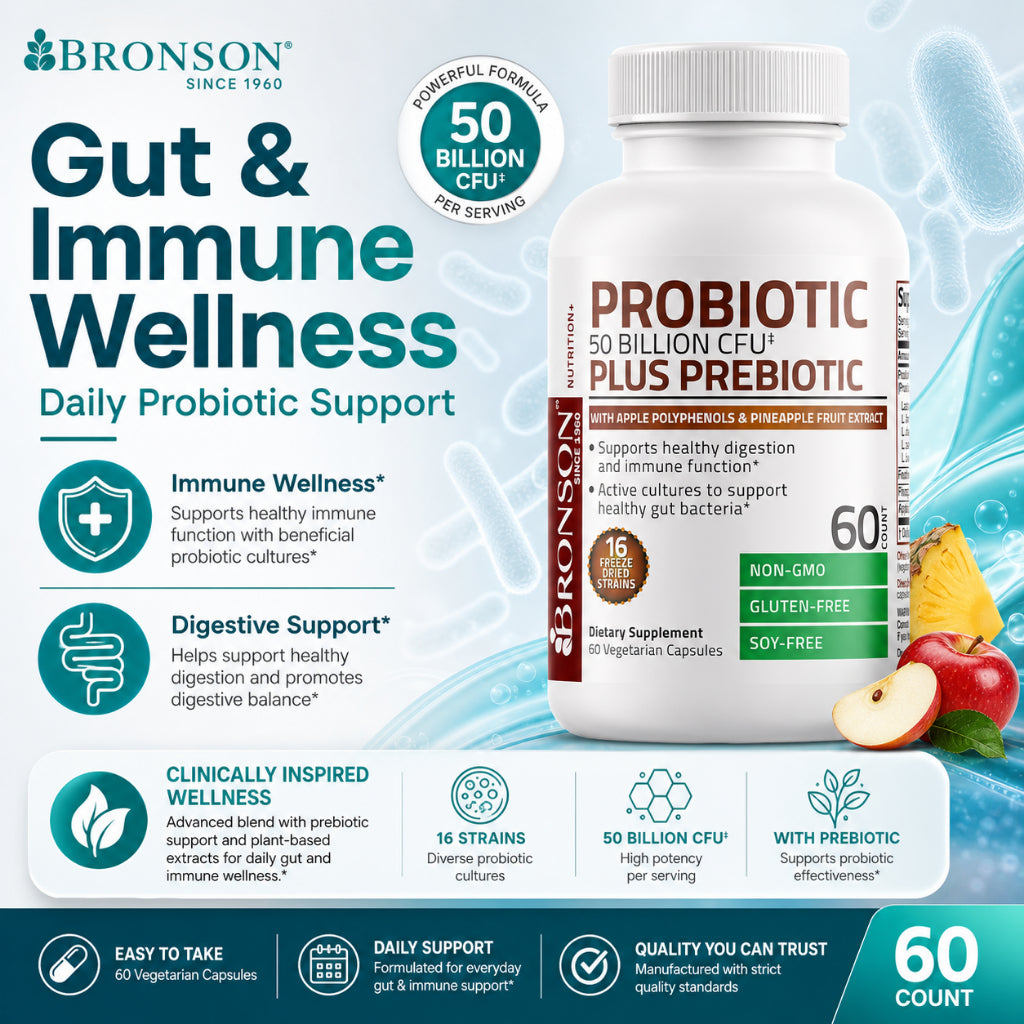 Bronson, Probiotic 50 Billion CFU Prebiotic with