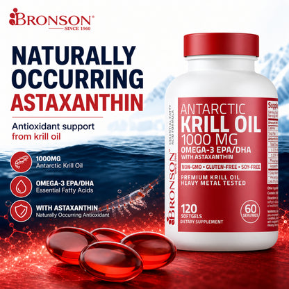 Bronson, Antarctic Krill Oil Omega-3 EPA DHA, 1000mg