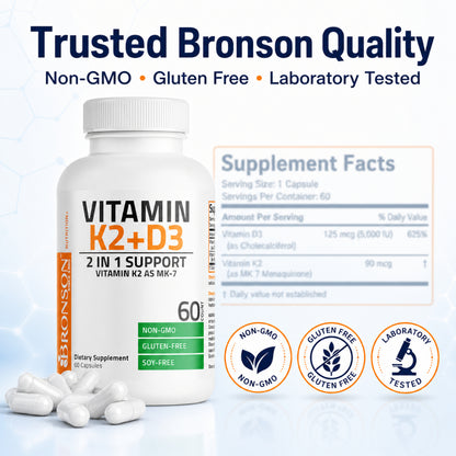 Bronson, Vitamin K2 MK7 with D3 Formula, 180cap