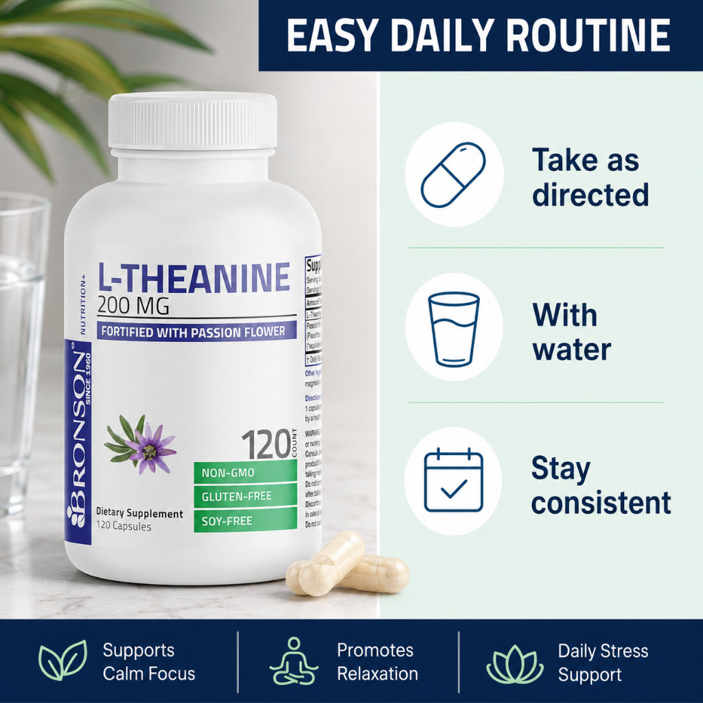 Bronson, L-Theanine with Passion Flower Herb -, 200mg