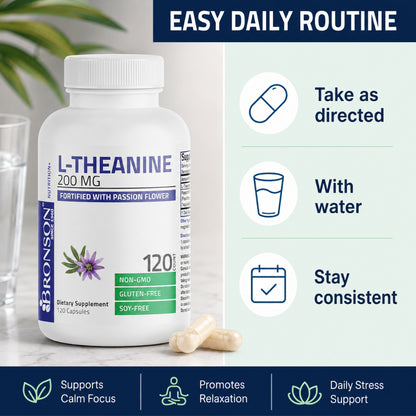 Bronson, L-Theanine with Passion Flower Herb -, 200mg