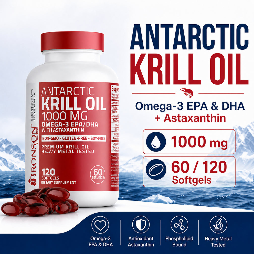 Bronson, Antarctic Krill Oil Omega-3 EPA DHA, 1000mg