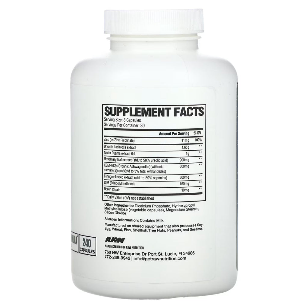 Raw Nutrition, Test Support Men's Health Zinc Fenugreek, 240caps