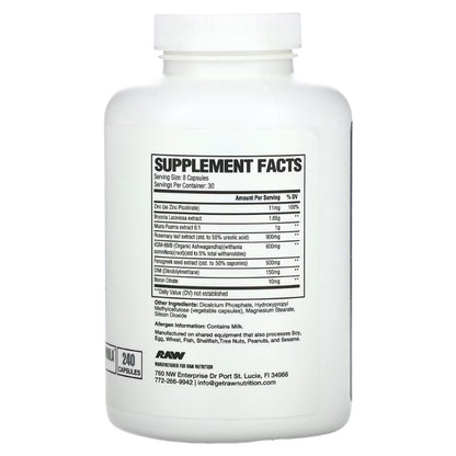 Raw Nutrition, Test Support Men's Health Zinc Fenugreek, 240caps