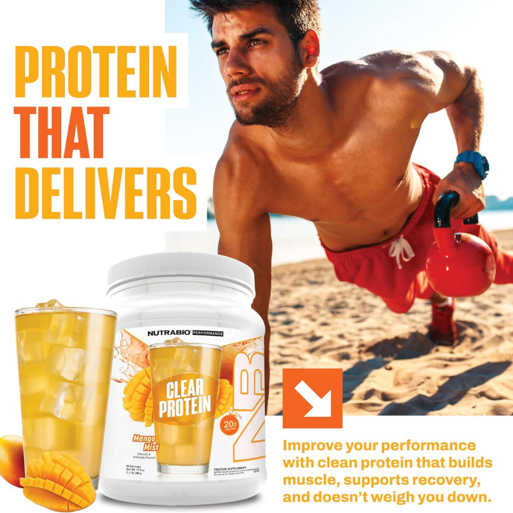 NutraBio, Clear Protein Powder Whey Protein Isolate, 20Servings