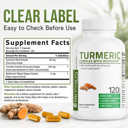 Bronson, Turmeric Curcumin with BioPerine - High, 120cap