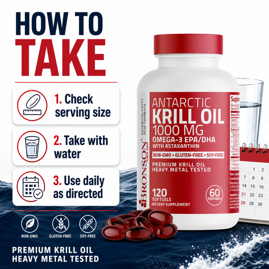 Bronson, Antarctic Krill Oil Omega-3 EPA DHA, 1000mg