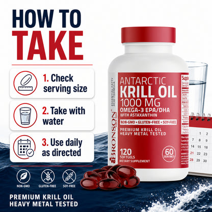 Bronson, Antarctic Krill Oil Omega-3 EPA DHA, 1000mg