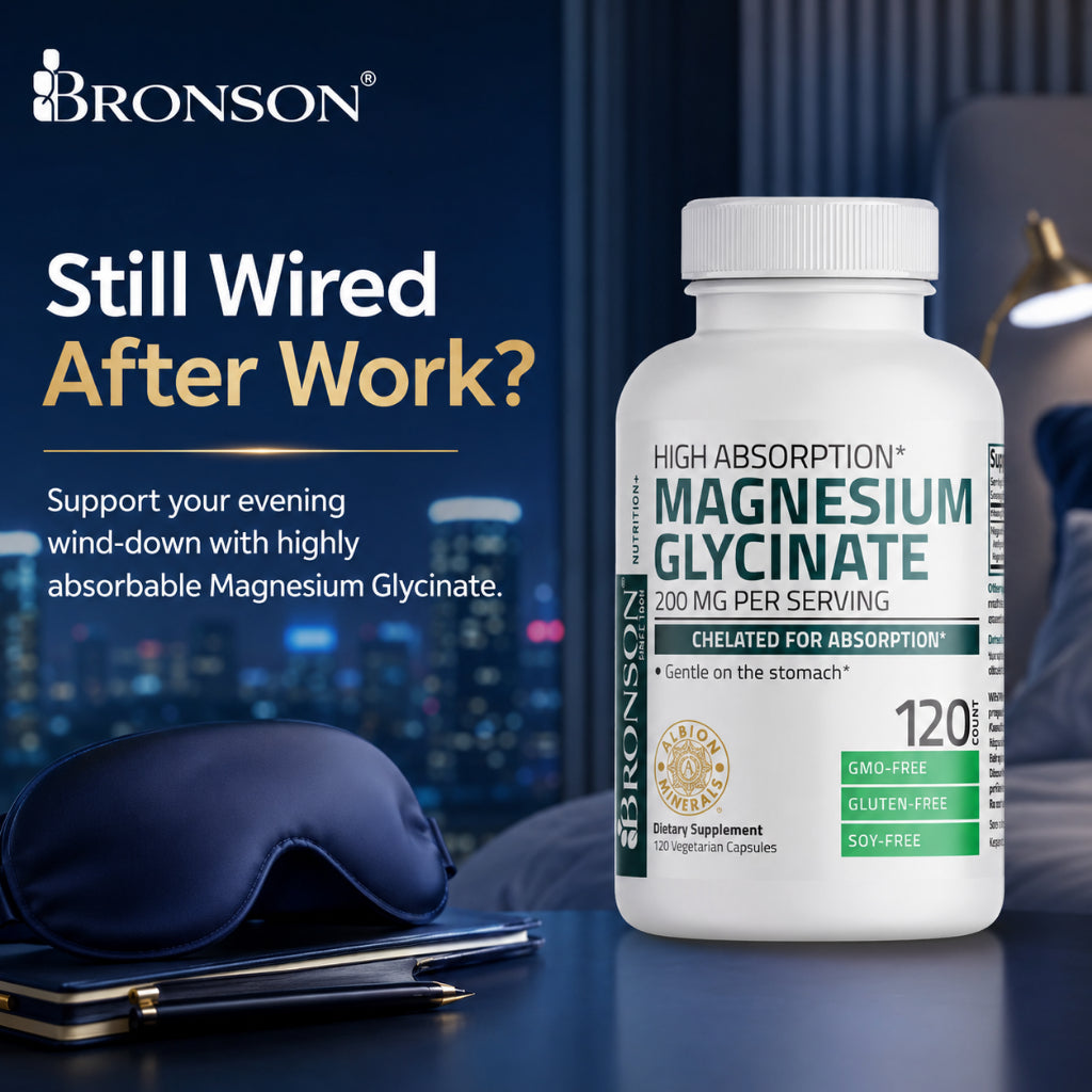 Bronson, Magnesium Glycinate 200 MG per Serving, 200MG