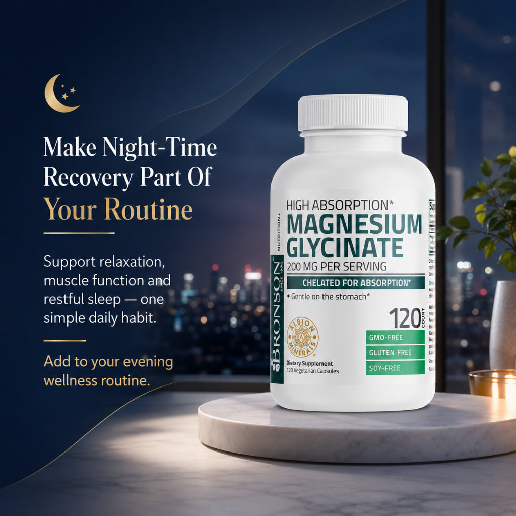 Bronson, Magnesium Glycinate 200 MG per Serving, 200MG
