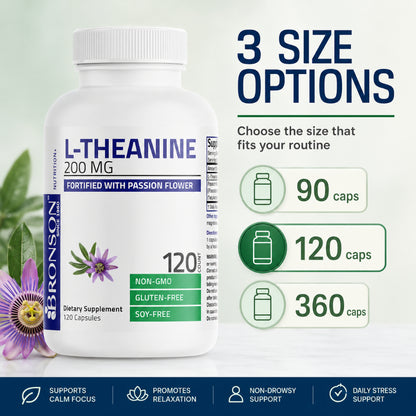Bronson, L-Theanine with Passion Flower Herb -, 200mg