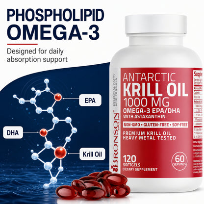 Bronson, Antarctic Krill Oil Omega-3 EPA DHA, 1000mg