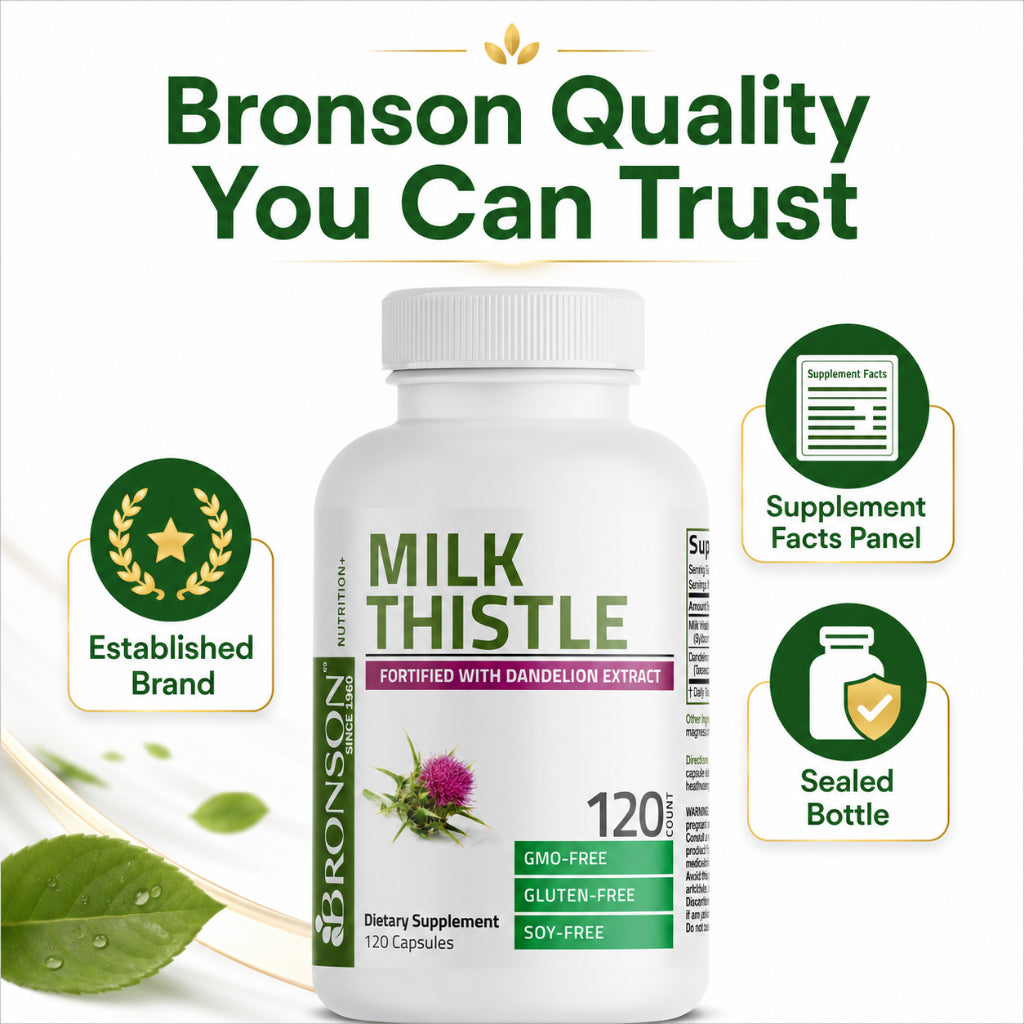 Bronson, Milk Thistle Silymarin Marianum Dandelion Extract, 120cap