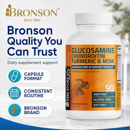 Bronson, Glucosamine Chondroitin Turmeric MSM Capsules Joint, 90cap
