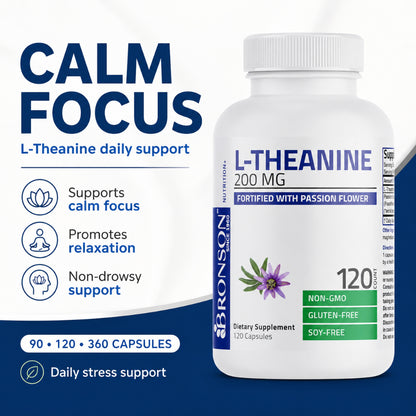 Bronson, L-Theanine with Passion Flower Herb -, 200mg