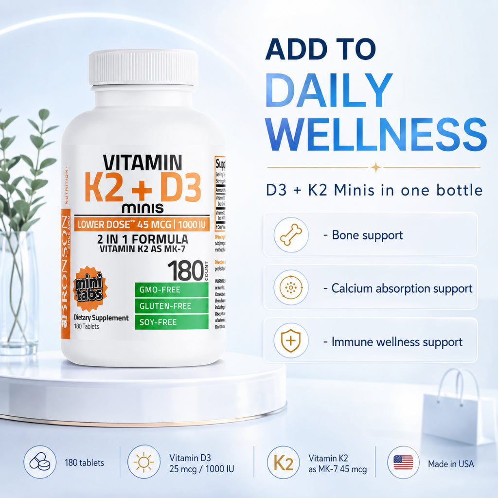 Bronson, Vitamin K2 MK7 Minis with D3, 180tablets