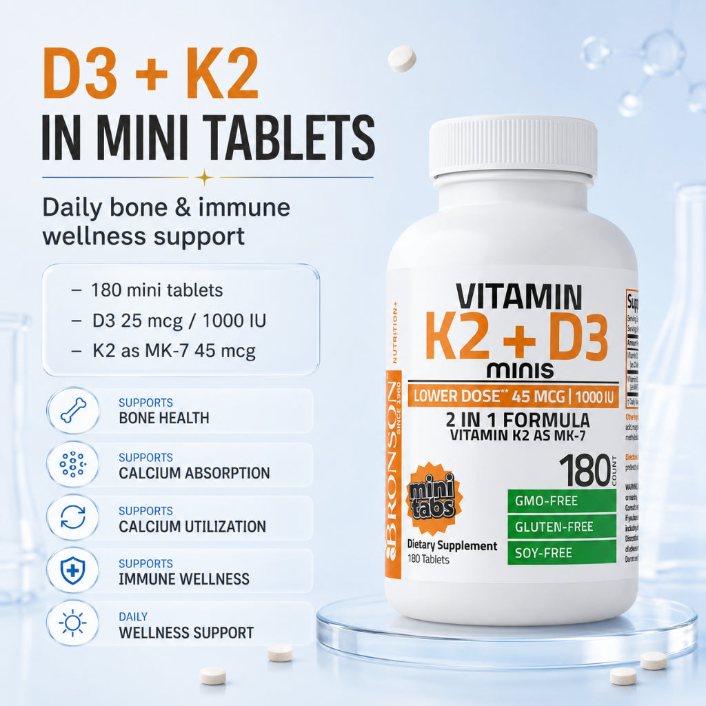 Bronson, Vitamin K2 MK7 Minis with D3, 180tablets