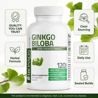 Bronson, Ginkgo Biloba Extra Strength Supports Brain, 250cap