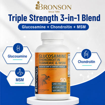 Bronson, Glucosamine Chondroitin Turmeric MSM Capsules Joint, 90cap