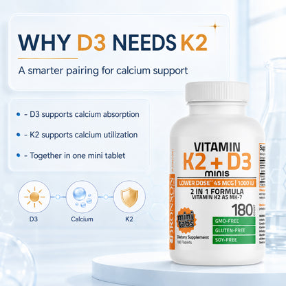 Bronson, Vitamin K2 MK7 Minis with D3, 180tablets