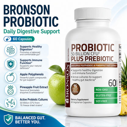 Bronson, Probiotic 50 Billion CFU Prebiotic with