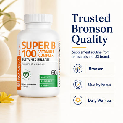 Bronson, Super B 100 Vitamin B Complex, 120Tablets