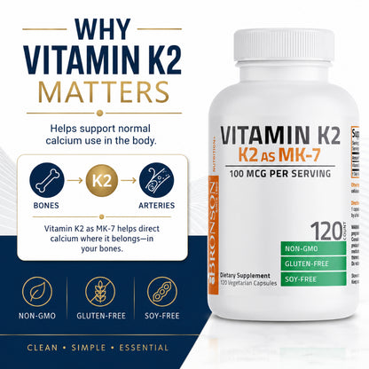 Bronson, Vitamin K2 as MK-7 Menaquinone 100, 120cap