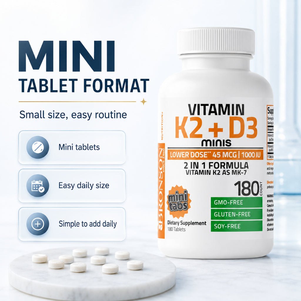 Bronson, Vitamin K2 MK7 Minis with D3, 180tablets