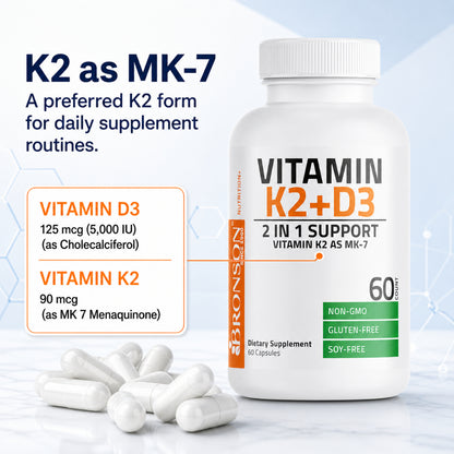 Bronson, Vitamin K2 MK7 with D3 Formula, 180cap