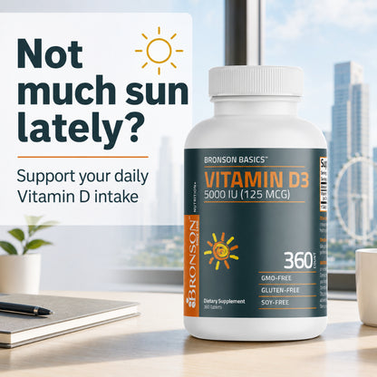 Bronson, Vitamin D3 5000iu 125mcg Healthy Muscle, 360Tablets