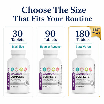 Bronson, ONE Women’s 50 Multivitamin 30/90/180 Tablets, 180Tablets