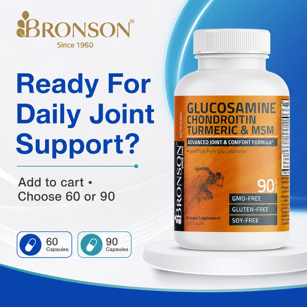 Bronson, Glucosamine Chondroitin Turmeric MSM Capsules Joint, 90cap