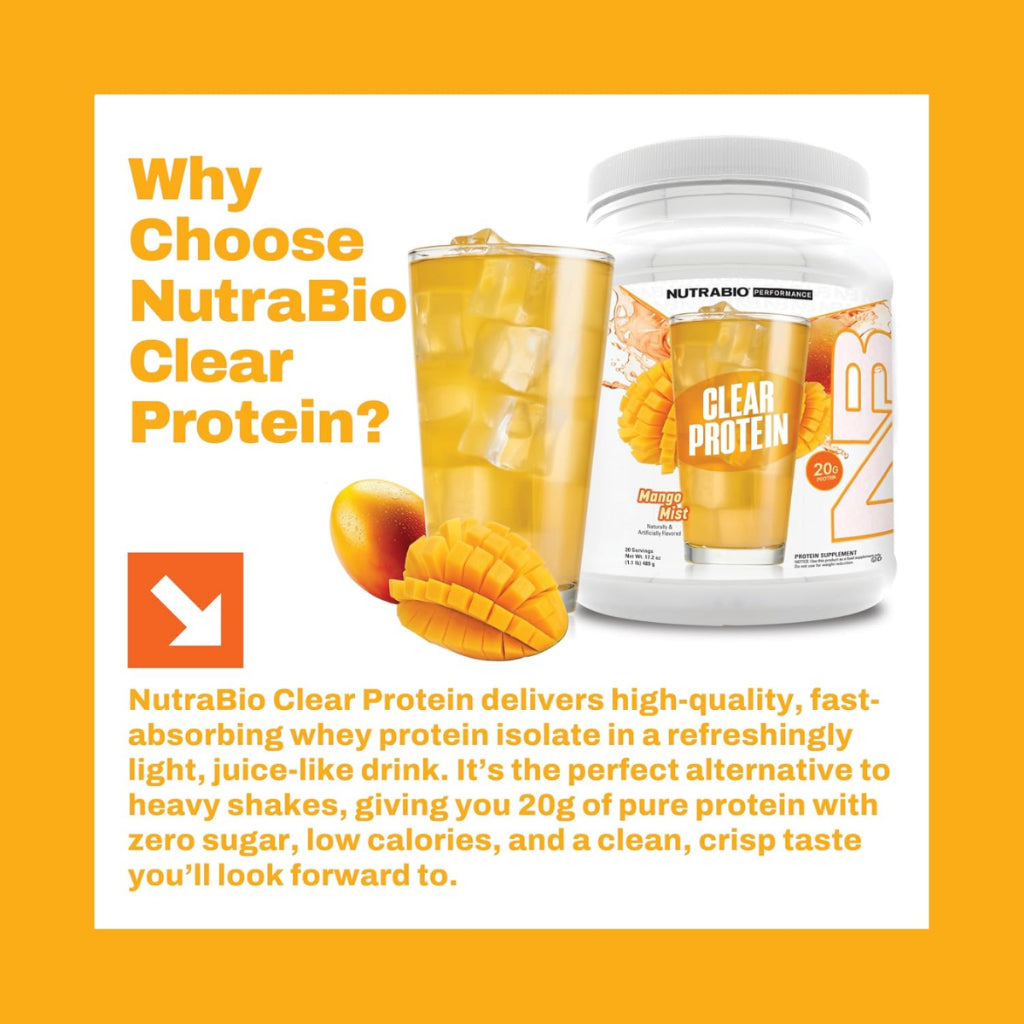 NutraBio, Clear Protein Powder Whey Protein Isolate, 20Servings