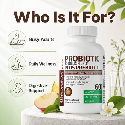 Bronson, Probiotic 50 Billion CFU Prebiotic with