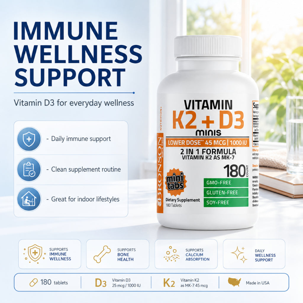 Bronson, Vitamin K2 MK7 Minis with D3, 180tablets