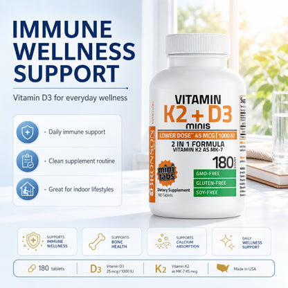 Bronson, Vitamin K2 MK7 Minis with D3, 180tablets