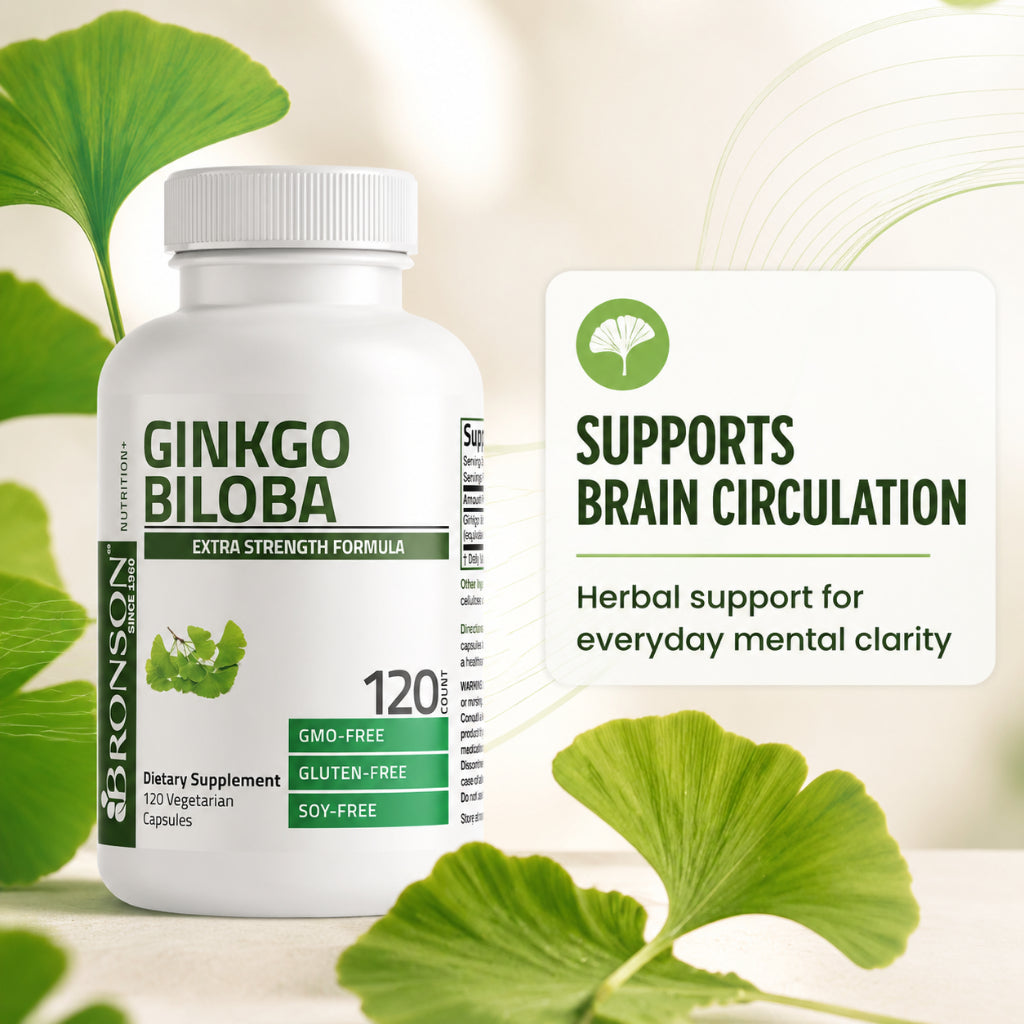 Bronson, Ginkgo Biloba Extra Strength Supports Brain, 250cap