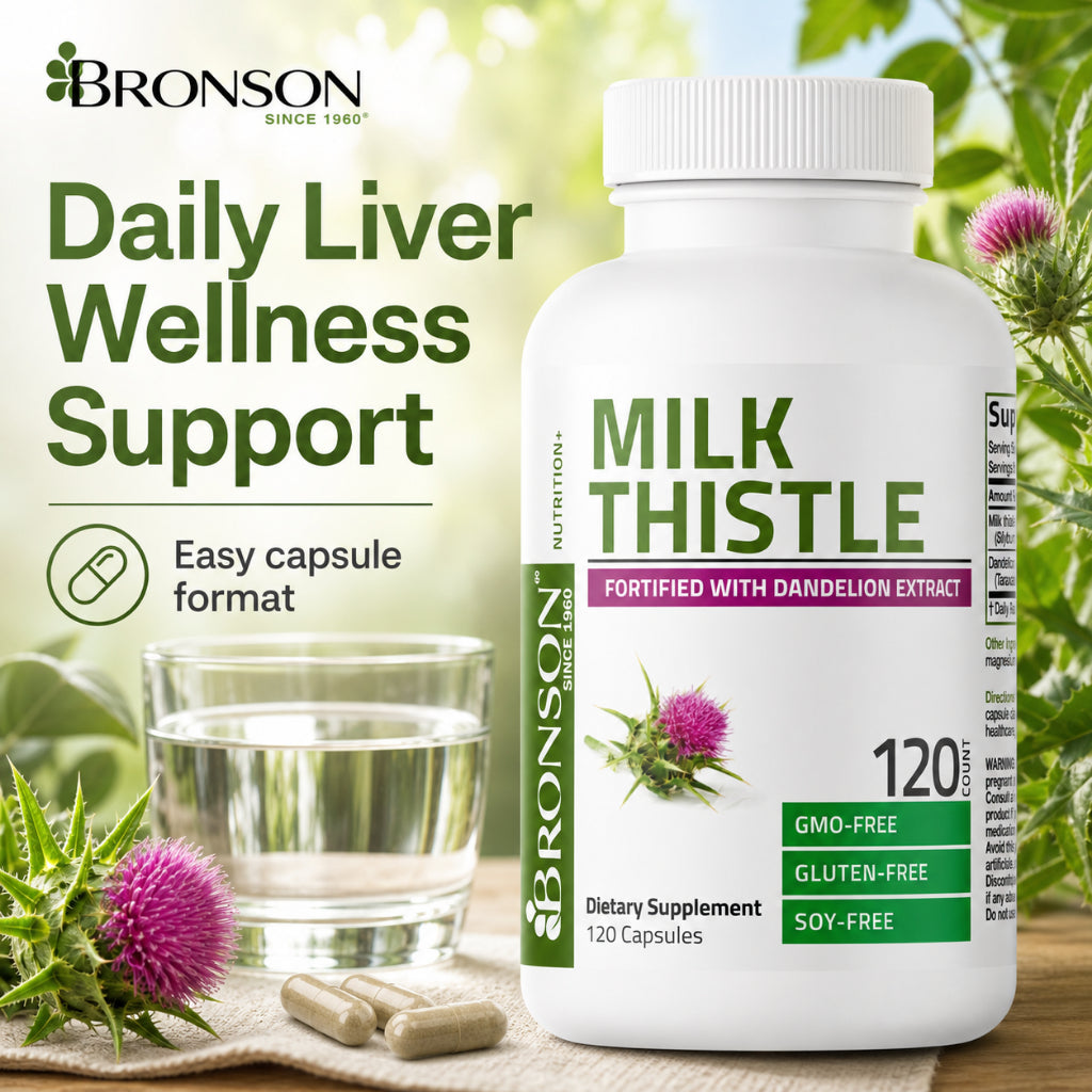 Bronson, Milk Thistle Silymarin Marianum Dandelion Extract, 120cap