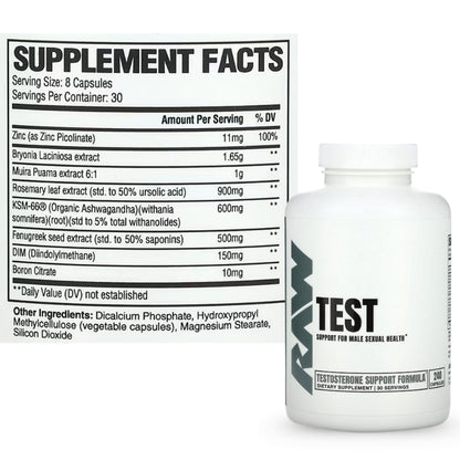 Raw Nutrition, Test Support Men's Health Zinc Fenugreek, 240caps
