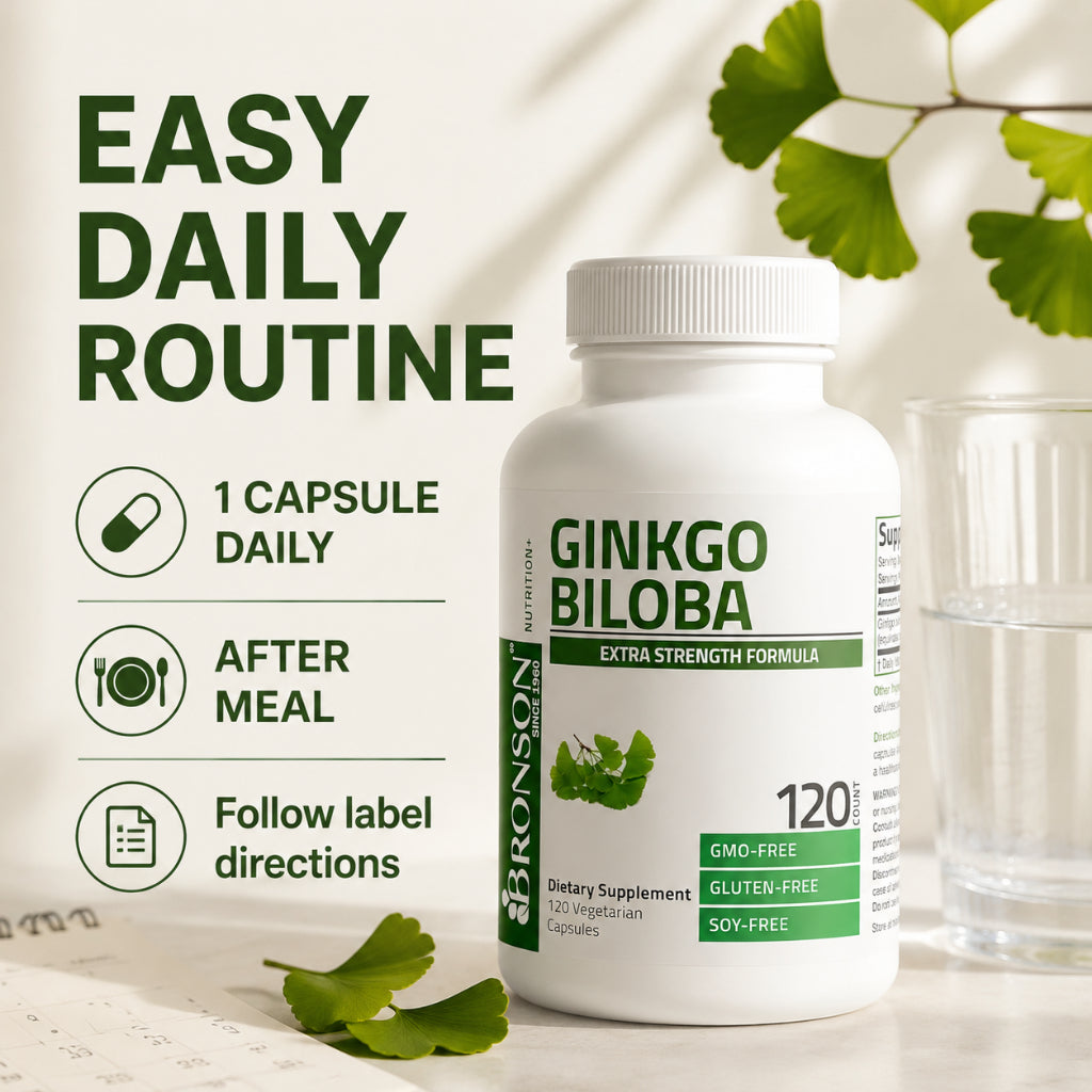 Bronson, Ginkgo Biloba Extra Strength Supports Brain, 250cap