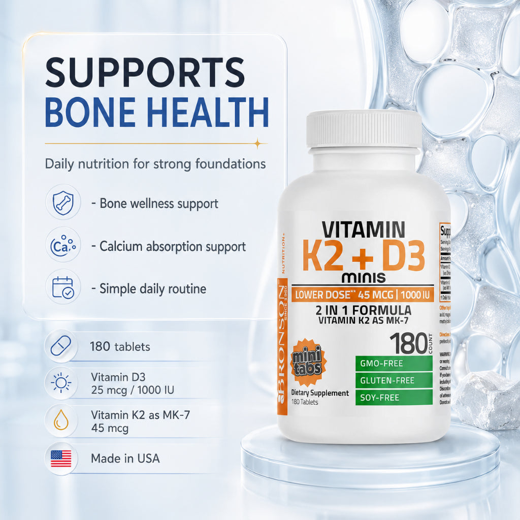 Bronson, Vitamin K2 MK7 Minis with D3, 180tablets