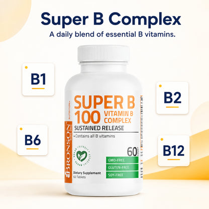 Bronson, Super B 100 Vitamin B Complex, 120Tablets