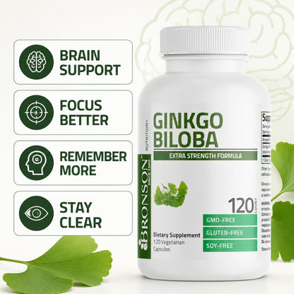 Bronson, Ginkgo Biloba Extra Strength Supports Brain, 250cap