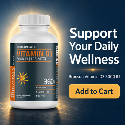 Bronson, Vitamin D3 5000iu 125mcg Healthy Muscle, 360Tablets