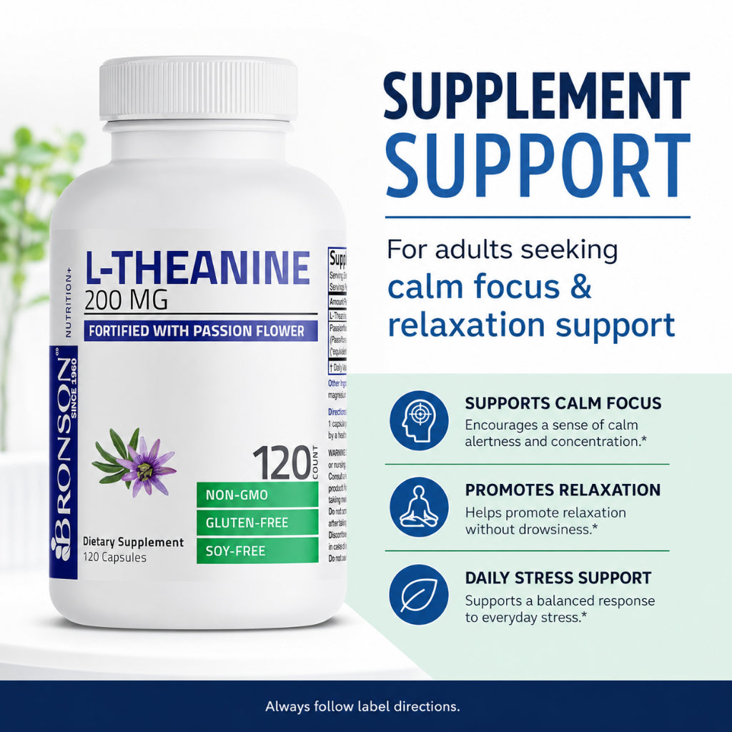 Bronson, L-Theanine with Passion Flower Herb -, 200mg